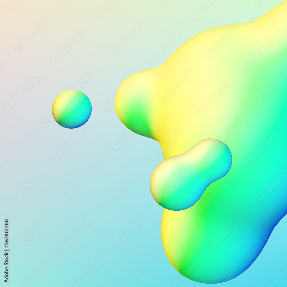 Poster fluid design liquid blobs with vibrant intense colors abstract background
