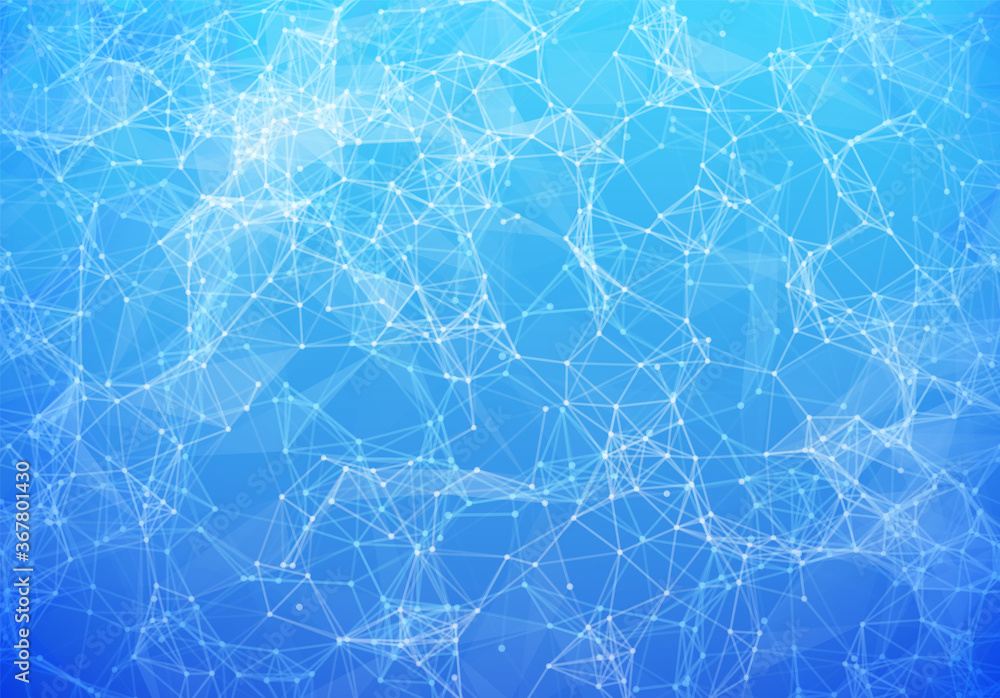 Poster blue triangular grid in futuristic technology style on light background