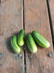 cucumbers on a wooden table