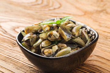 Chinese  Chiuchow  cuisine：a plate of Musculus senhousei