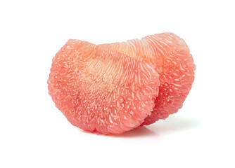 Red pomelo pulp isolated on white background with clipping path, Thailand Siam ruby pomelo fruit.