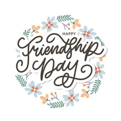 Friendship day vector illustration with text and elements for celebrating friendship day flowers