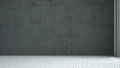 The interior mock up design of cozy empty living room and black concrete wall texture background/3d rendering
