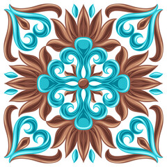 Italian ceramic tile pattern. Mediterranean porcelain pottery.