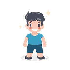 Cute happy boy cartoon character vector isolated on white background