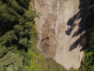Construction of a ski slope in a beautiful forest