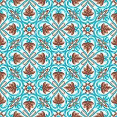 Italian ceramic tile seamless pattern. Mediterranean porcelain pottery.