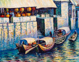 Fototapeta na wymiar Oil Painting - Venice, Italy
