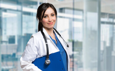 Beautiful female doctor in a modern clinic