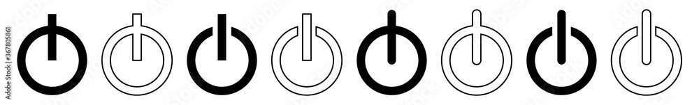 Poster power button icon black line | on off buttons illustration | start symbol | shutdown logo | logout s