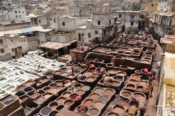 Chouwara Traditional leather tannery and dyeing in Fez, Morocco