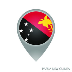 Map pointer with flag of Papua New Guinea. Papua New Guinea pointer map isolated icon. Vector Illustration