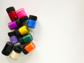 Poster Color bottle on white background, pastel colors