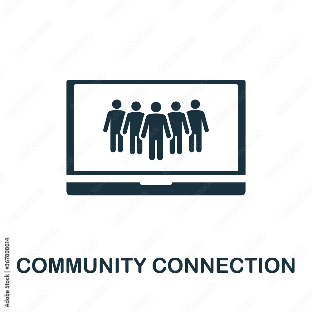 Poster community connection icon. simple element from community management collection. filled community con