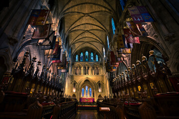 Interior of Saint Patrick Cathedral in Dublin, Ireland.