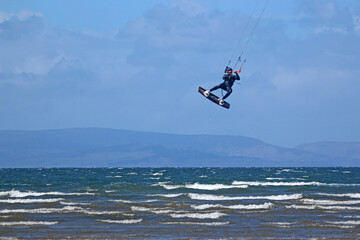 kitesurfer jumping at Troon, Scotland
