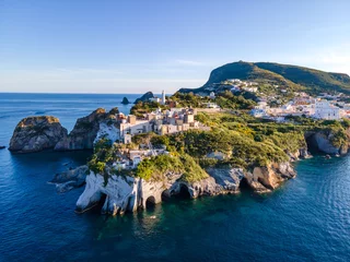 Fototapeten Panoramic aerial view at sunset of the harbour in the island of Ponza © Matteo Ciani
