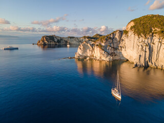 Aerial view at sunset of the beautiful island of Ponza