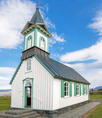 Fototapeta na wymiar Church (Thingvallakirkja) in Thingvellir national park.