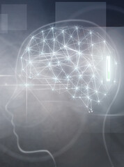 Brain implant, artificial intelligence - obrazy, fototapety, plakaty