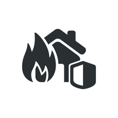 Vector illustration of house fire protection icon on white background