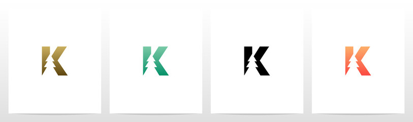 Pine Tree On Letter Logo Design K