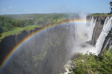The massive Victoria Falls waterfalls between Zimbabwe and Zambia in Southern Africa