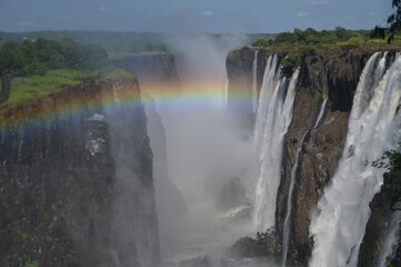 The massive Victoria Falls waterfalls between Zimbabwe and Zambia in Southern Africa
