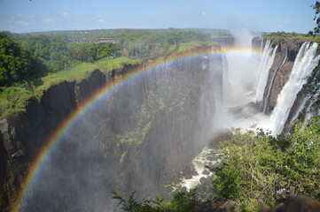 The massive Victoria Falls waterfalls between Zimbabwe and Zambia in Southern Africa