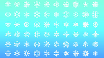 Set White Colleciton Line Snowflake Winter Decoration Elements Vector Design Style