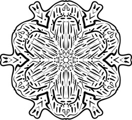 Mandala Circle Pattern Isolated on White. Abstract pattern vector illustration. Retro black and white texture