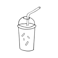 Disposable coffee cup icon. Hand drawn coffee cup illustration in vector on white background. Doodle coffee cup icon illustration in vector.