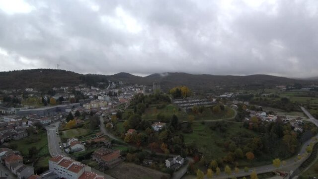 Villlage and castle of Montalegre,Portugal. Aerial Drone Footage