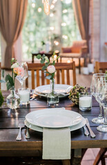 Wedding decoration. Wedding inspiration. Wedding decorations for table in rustic style. Wedding background