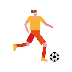 young woman playing soccer character