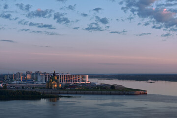 panorama of the confluence of the Oka and Volga rivers. Nizhny Novgorod