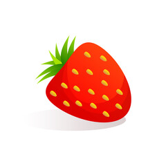 Vector illustration of red strawberries on a white background. Delicious sweet dessert for breakfast. Strawberries for labels, logo, menus and website, advertising, icons for printing on fabric.