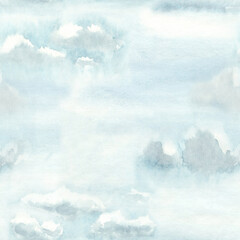 Hand painted watercolor clouds © Anastasia