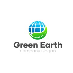 Green Earth Leaf Logo Design Concept