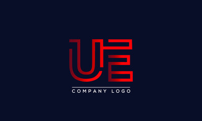 Abstract creative minimal unique alphabet letter icon logo UE