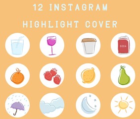 Instagram highlight cover in simple doodle style offset outline vector illustration