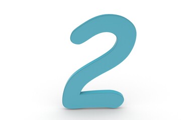 3D numeral two on white background