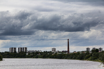 new construction of a residential complex on the riverside