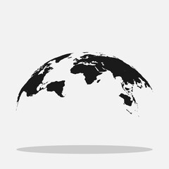 Global world map vector icon isolated on white background. Earth planet illustration. Flat globe pictogram.
