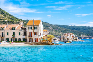 Komiza historical town buildings Vis Croatia