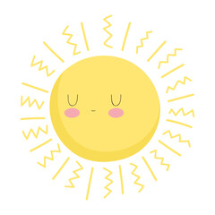 sun cartoon character weather isolated icon design white background