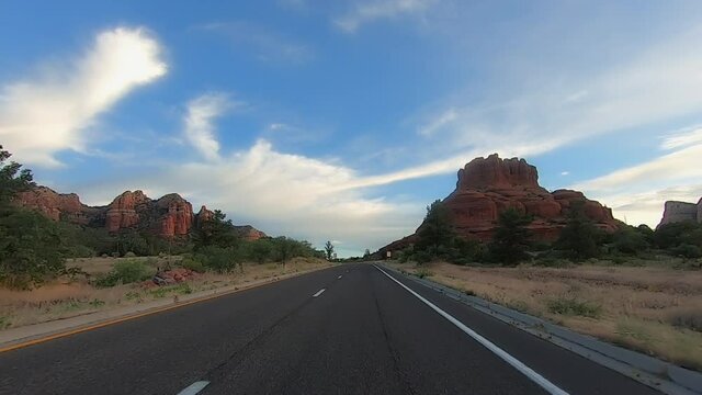 Highway 89A Driving Video in Village of Oak Creek Approaching Bell Rock