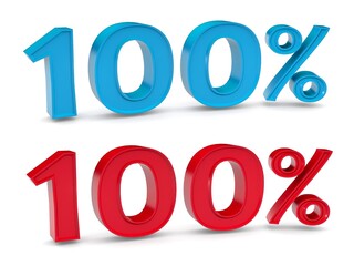 3d one hundred percent on white background