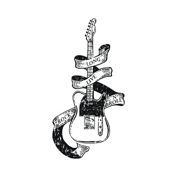 Wandtattoo Music Love Mit Gitarren-ornament Bei Homesticker - Bass Guitar  Tattoo Flash PNG Image With Transparent Background | TOPpng