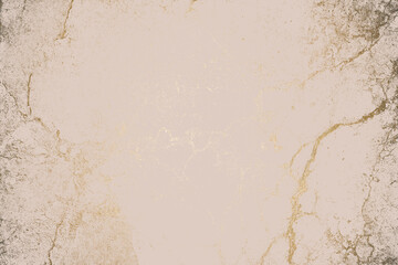 Light brown grunge background. Gold cracks. Luxury texture